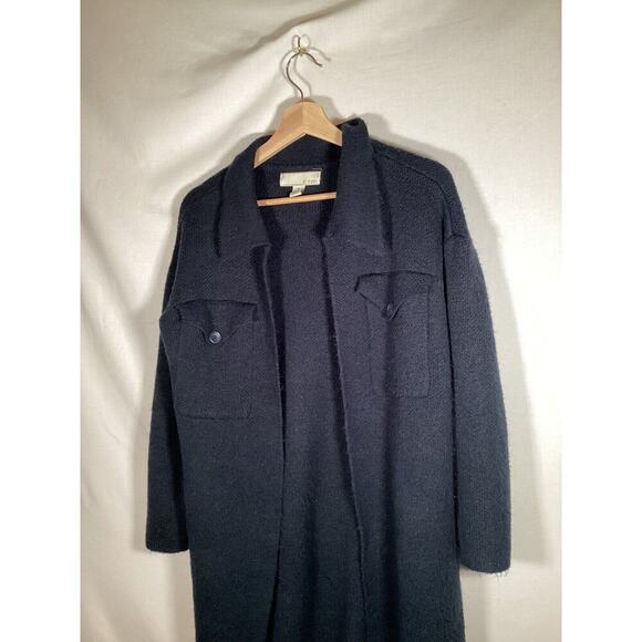 By Design Knit Long Cardigan Classic Duster with pockets. Navy womens small - Picture 2 of 5